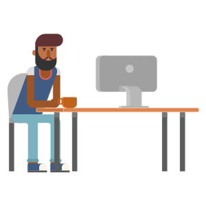 Male Web Designer Working At A Desk Icon PNG 300px x 300px