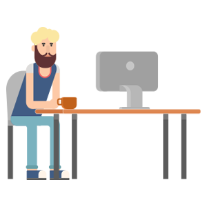 Male Web Designer Working At A Desk Icon PNG 300px x 300px