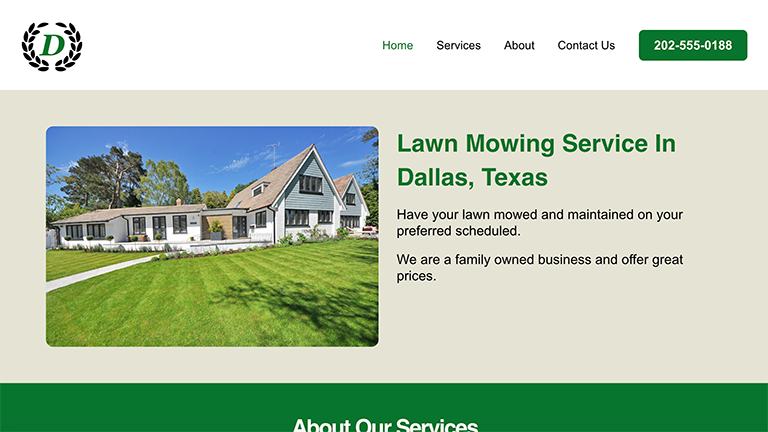 DallasTexasLawnMowing.com Built Using Elementor's Free Version